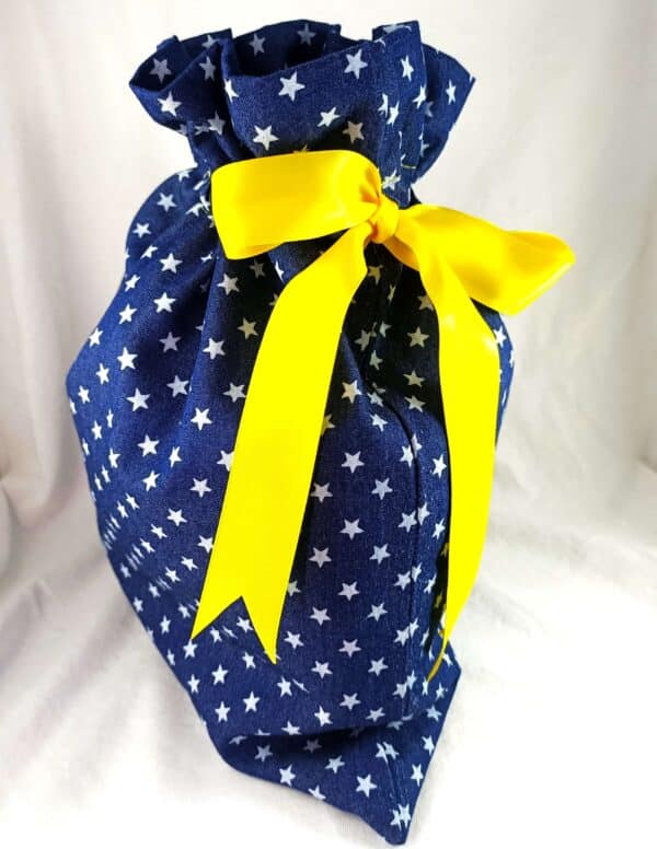 blue star ruffle fabric gift bag reusable party supplies