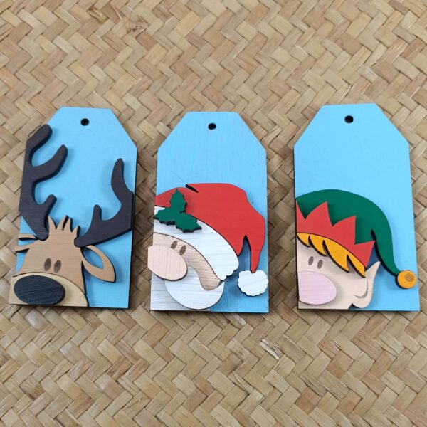 Christmas Gift tags with Santa, Elf and Reindeer. Chalkboard tags from the party godmother